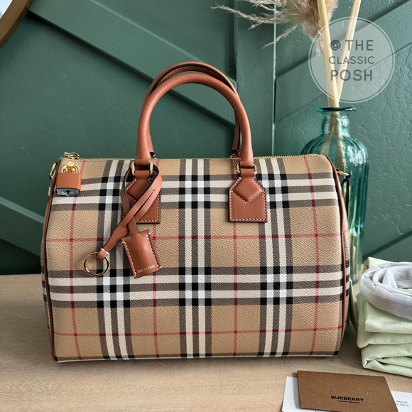 Burberry Handbags - NEW Burberry Check Bowling Shoulder Bag Vintage Check Briar Brown